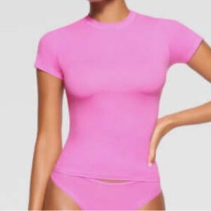 SKIMS Pink Fitted Short Sleeve Tee